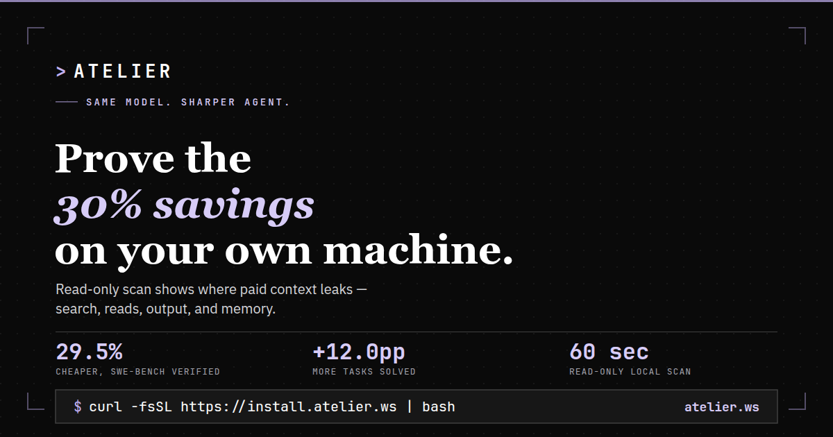Atelier faster runtime for coding agents screenshot